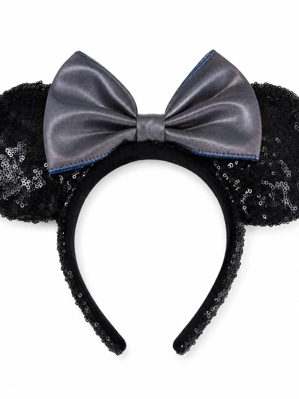 Disney Black Sequin Minnie Ears Headband with Gray Bow